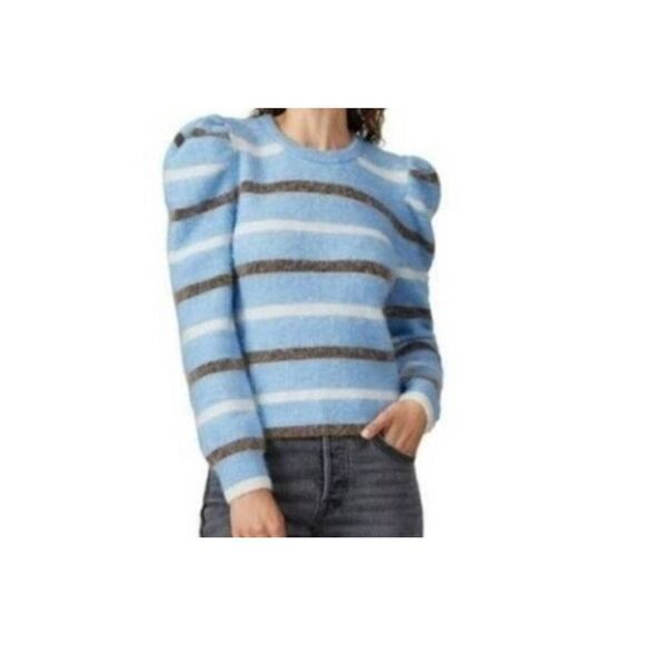 DEREK LAM 10 CROSBY blue striped puff sleeve wool blend sweater sz XS - Picture 1 of 5